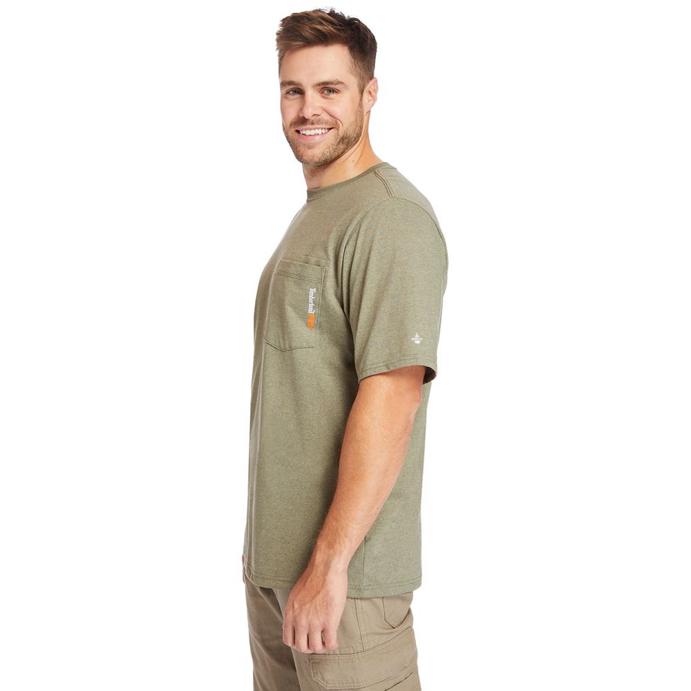 Camisetas Timberland Hombre Pro® Big & Tall Base Plate Short-Sleeve Verde Oliva - Chile WQI-047923